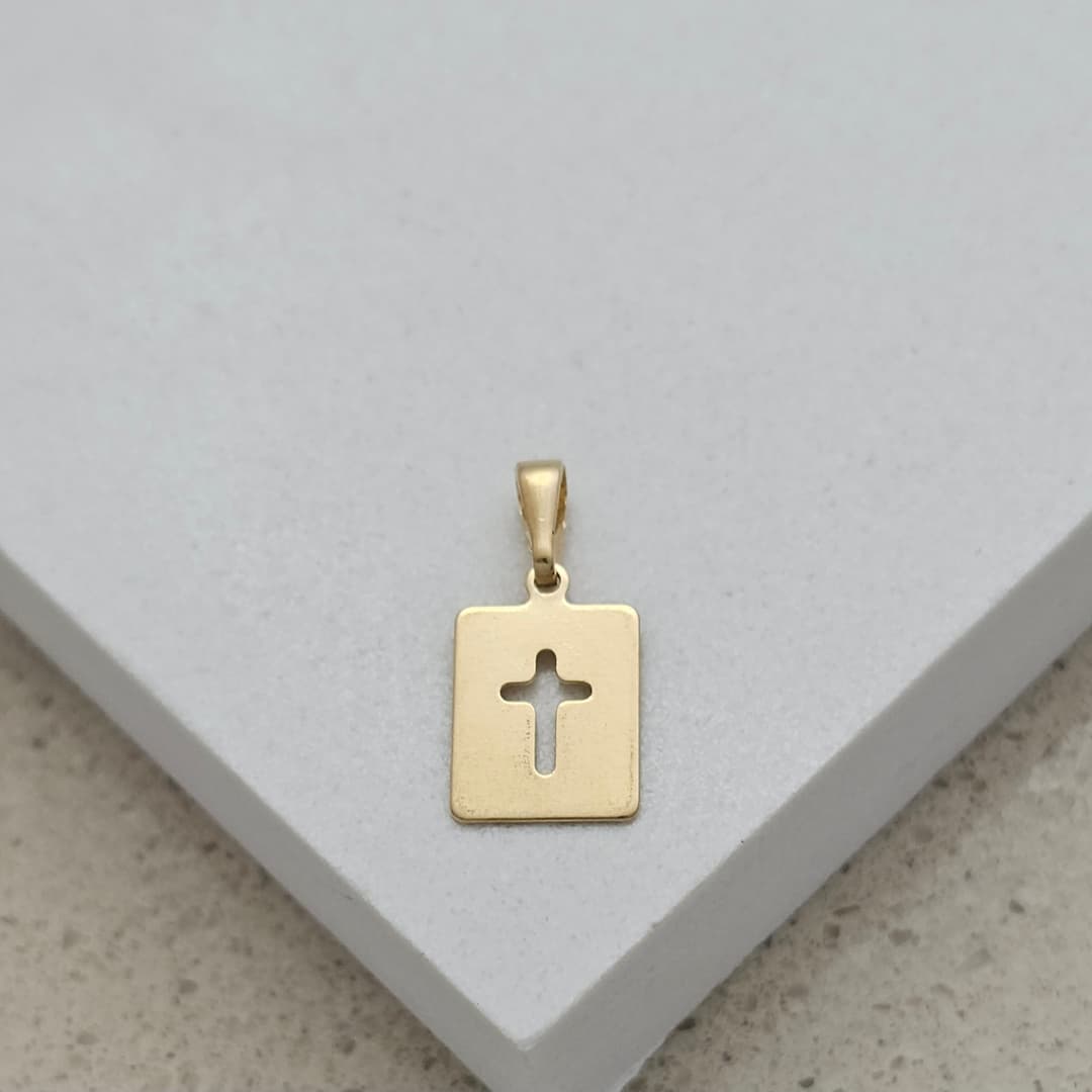 DIJE PLACA MED CRUZ TROQUEL MINI