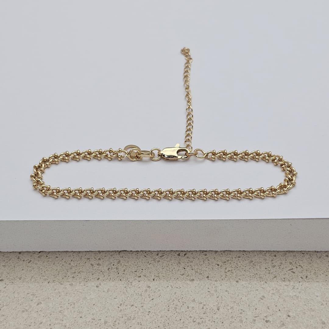 PULSERA ESLABON EN BOLAS MINI 17CM+5CM EXTENSOR